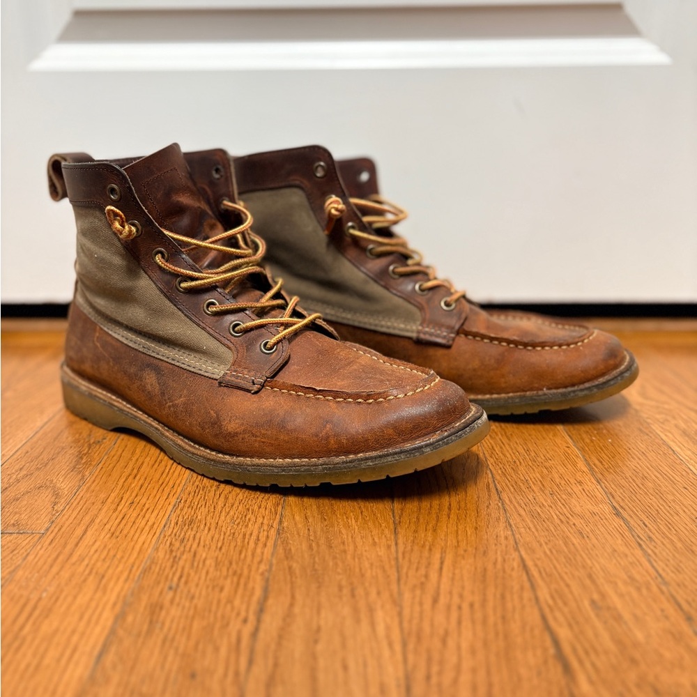 Red Wing Shoes Wacouta Boots – Brown Leather / Canvas – 11 D – Broken In Right